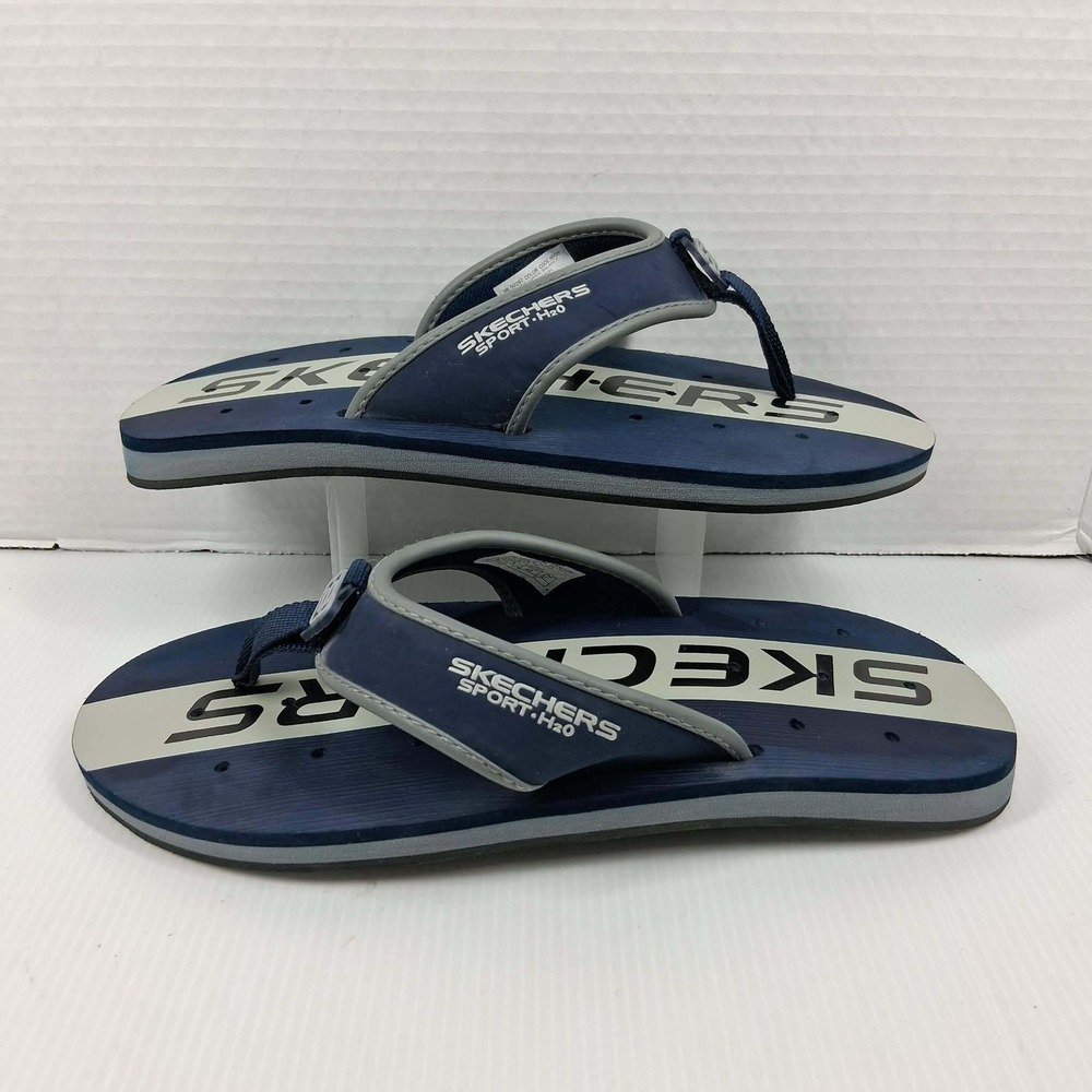 Skechers Sport H2O Mens Flip Flops Navy Blue Grey Thong Sandals 50297 Size 9